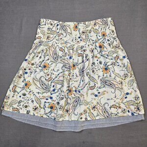 J Jill Floral Paisley 100% Cotton Mini Skirt Elastic Small Boho Cottage Core